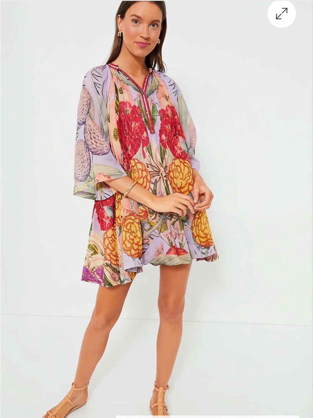 Carolina K lilac Floral Multi-Color Pleated Boho Dress